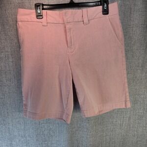Tommy Hilfiger Shorts Womens 10 Red White Classic Pinstriped Bermuda Modern